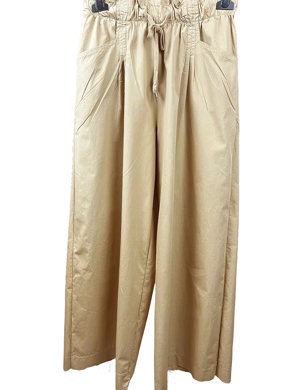 Pantalon Palazzo beige en coton satiné